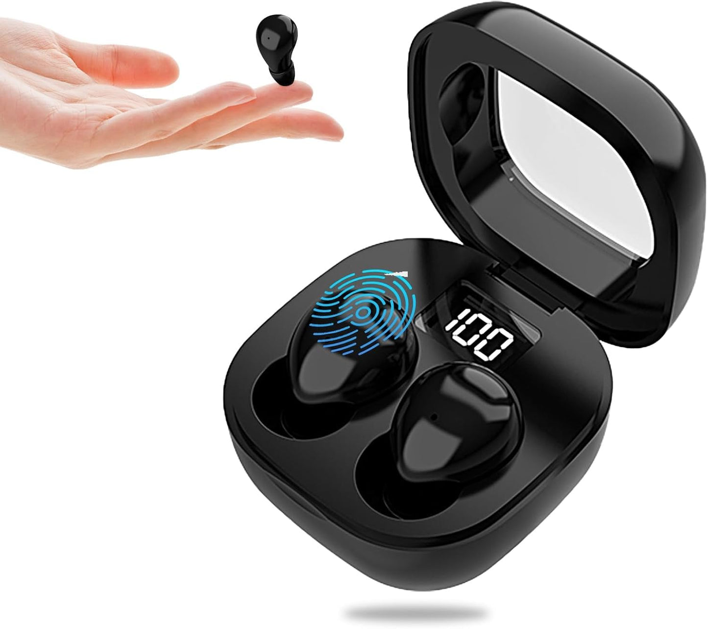 Mudtun Invisible Sleep Earbuds, Smallest Sleep Headphones for Side Sleepers Low Profile Micro Tiny Discreet Hidden Earbuds for Work, Wireless Mini IPX5 Waterproof for Small Ear Canals, DeepBlack