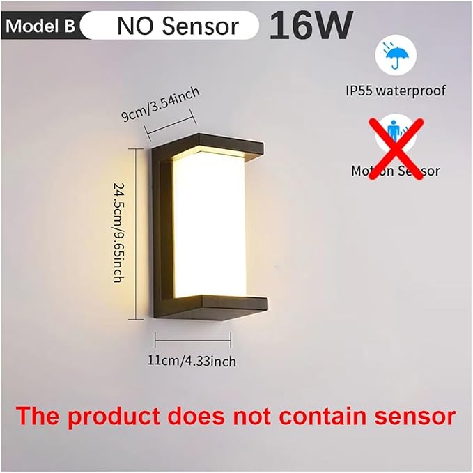LED Wall Light, LED Wall Lamp Motion Sensor Waterproof Led Lights Wall Light Indoor Outdoor Wall Panels for Home Corridor Lighting,Modern Wall Lamp(Warm White,B NO Sensor)