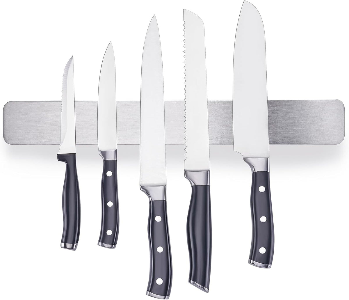 ENOKING 16 Inch Magnetic Knife Holder, 304 Stainless Steel Knife Magnetic Strip for Wall, Refrigerator, RV Kitchen, Knife Rack for Utensil Storage, Gray