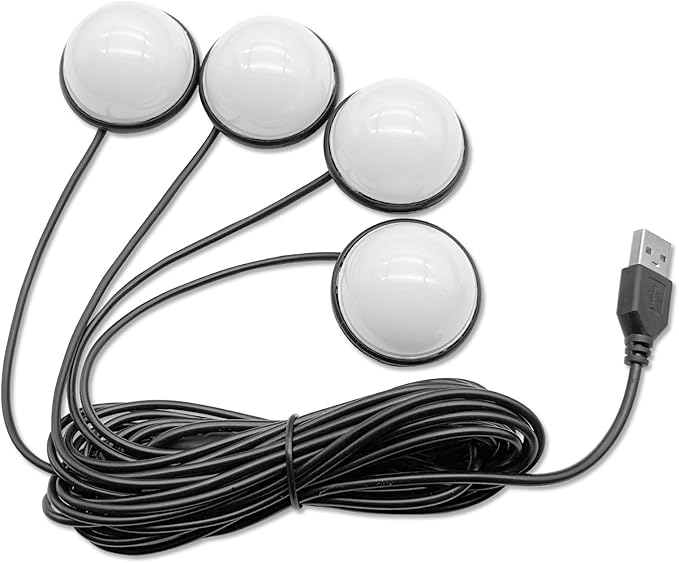 Car Interior LED Lights, Automotive Ambient Neon Light Kit with USB Port, Automotive Under Dash Decoration Night Lamp for Men and Women, 4 in 1 Decoration Lights for Car, Garden, Home, Part (Yellow)