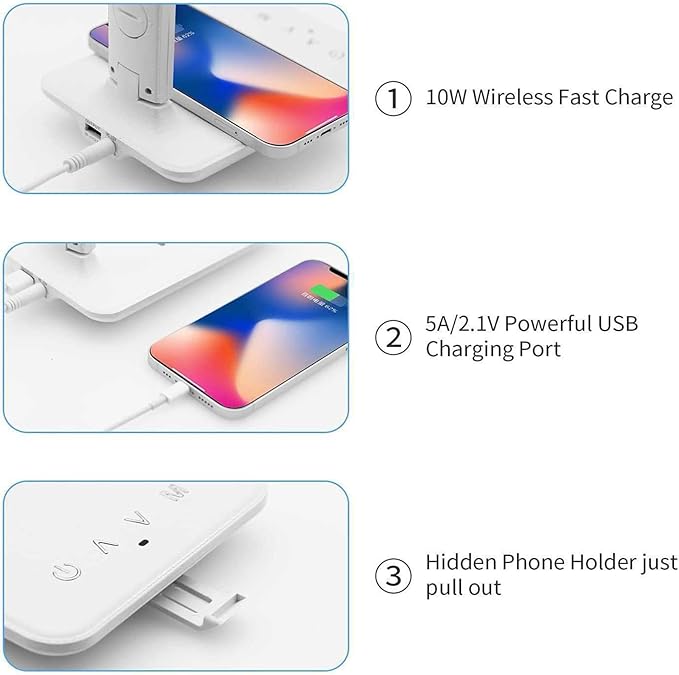 Smart Alarm Clock Lamp with Transparent Display,Wireless Charger Station,Dimmable Table Lamp with 3 Color Modes 5 Brightness,180° Flexible Desk Light for Bedroom,T26 White.