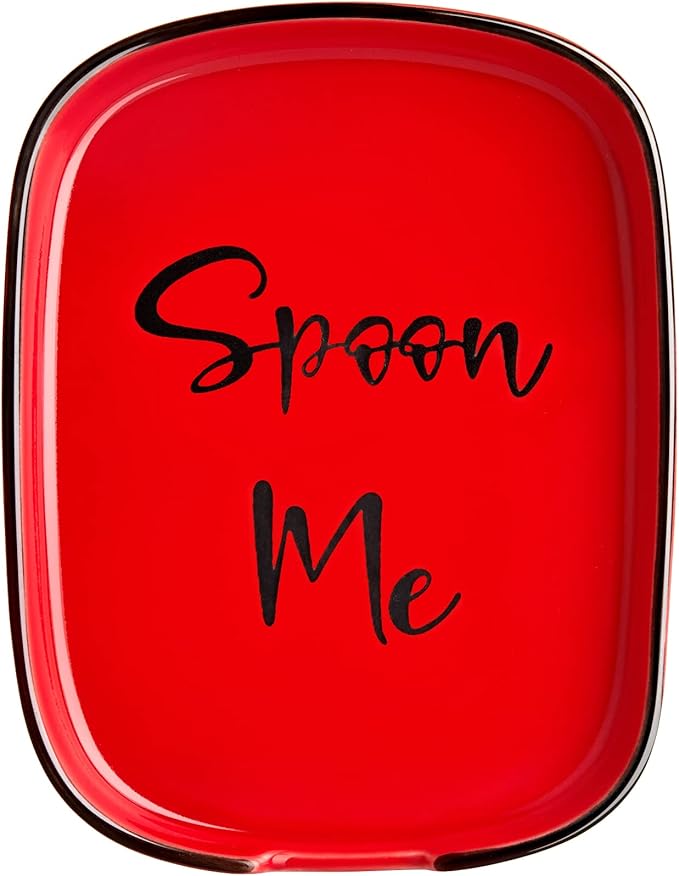 Ceramic Spoon Rest for Stove Top, DAYYET Large Spoon Holder, Spoon Rest for Kitchen Counter, Heat-Resistant Cooking Utensil Rest, Red Kitchen Decor and Accessories