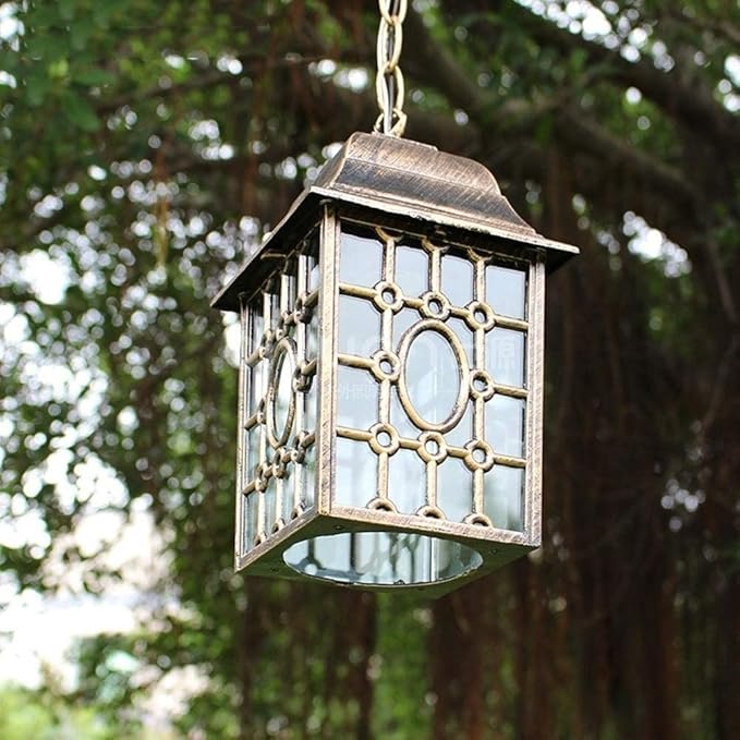European Outdoor Chandeliers Waterproof Vintage Garden E27 Lighting Hanging Light Aisle Porch Balcony Garden Pendant Lamp
