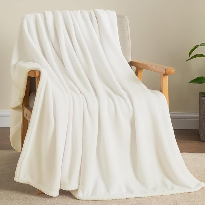 BEDELITE Fleece Blanket Twin Size Cream Throw Blankets for Couch & Bed, Luxury Plush Cozy Fuzzy Blanket 60x80 inches, Super Soft Warm Lightweight Throw Blanket for Travel Camping