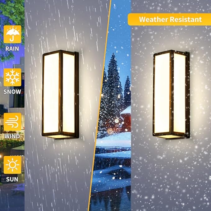 LANFU LED Aluminum Wall Sconce Waterproof Outdoor Wall Light,Modern Porch Wall Light (Large Rectangle-50W)