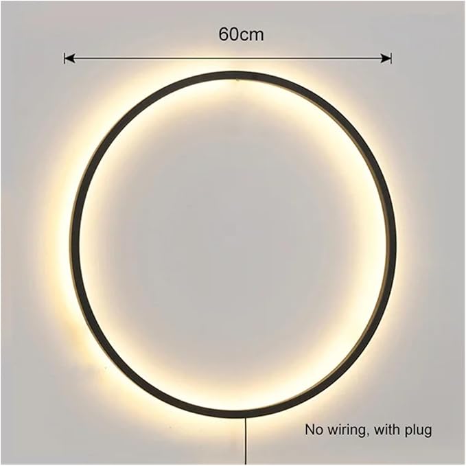 Wiring-Free Living Room Sofa Background Wall Decoration - Minimalist Bedroom lamp Ring Art Atmosphere Wall Light,Kitchen Island (Warm 60cm B)