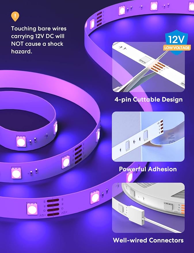meross Smart LED Strip Lights, 16.4ft WiFi Strip Work with Apple HomeKit, Alexa, Google Home, and SmartThings, 16 Million Colors with App Control and RGB LED Lights for Bedroom, Living Room, Kitchen