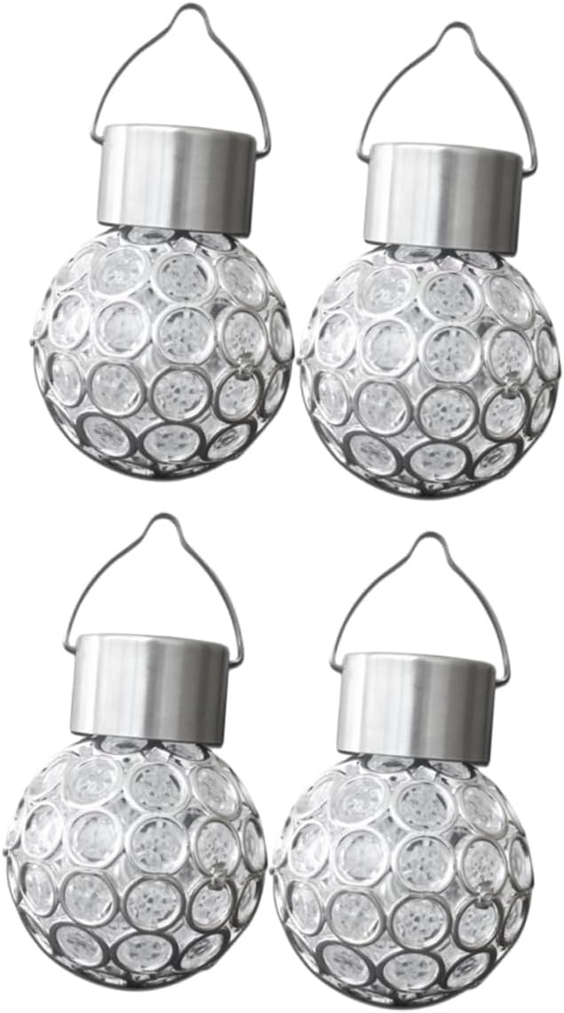 Mipcase 4PCS Solar Hanging Lamp Set Waterproof Decorative Lights for Outdoor Use Hollow Design Warm White Illumination for Gardens and Patios