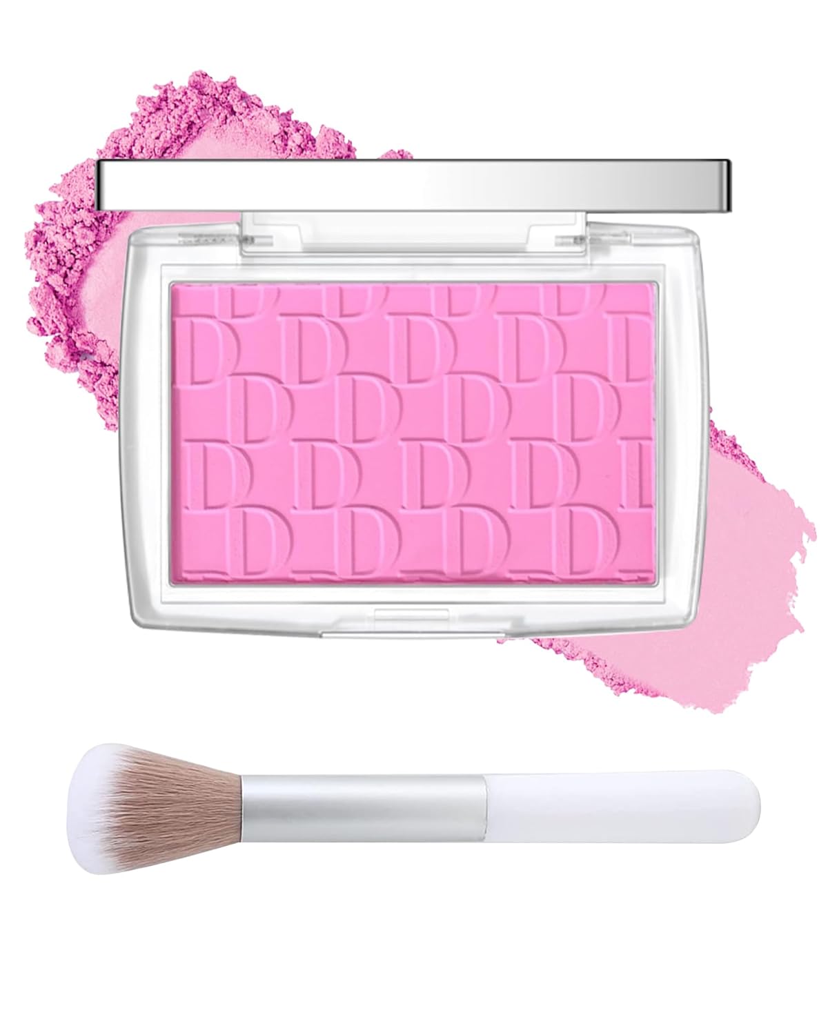 Pink Powder Blush Palette, Matte Powder Makeup Blush for Cheeks, Natural Glow Face Blush Contour Palette, Lightweight, Smooth, High Impact Buildable Color, Long-lasting All-Day Face Enhancing -#Pink