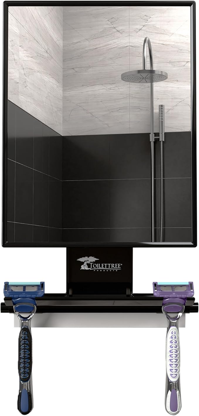 ToiletTree Products Fogless Shower Mirror - Anti-Fog Mirror - Adjustable Shaving Mirror with a Squeegee - Rust-Proof, Impact-Resistance Bathroom Shower Mirror - Tall