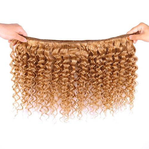 Condescension Brazilian Human Hair Bundles 18 20 22 Inch Deep Wave 3 Bundles Human Hair 100% Unprocessed Remy Brazilian Virgin Weave Hair Honey Blonde 27 for Women