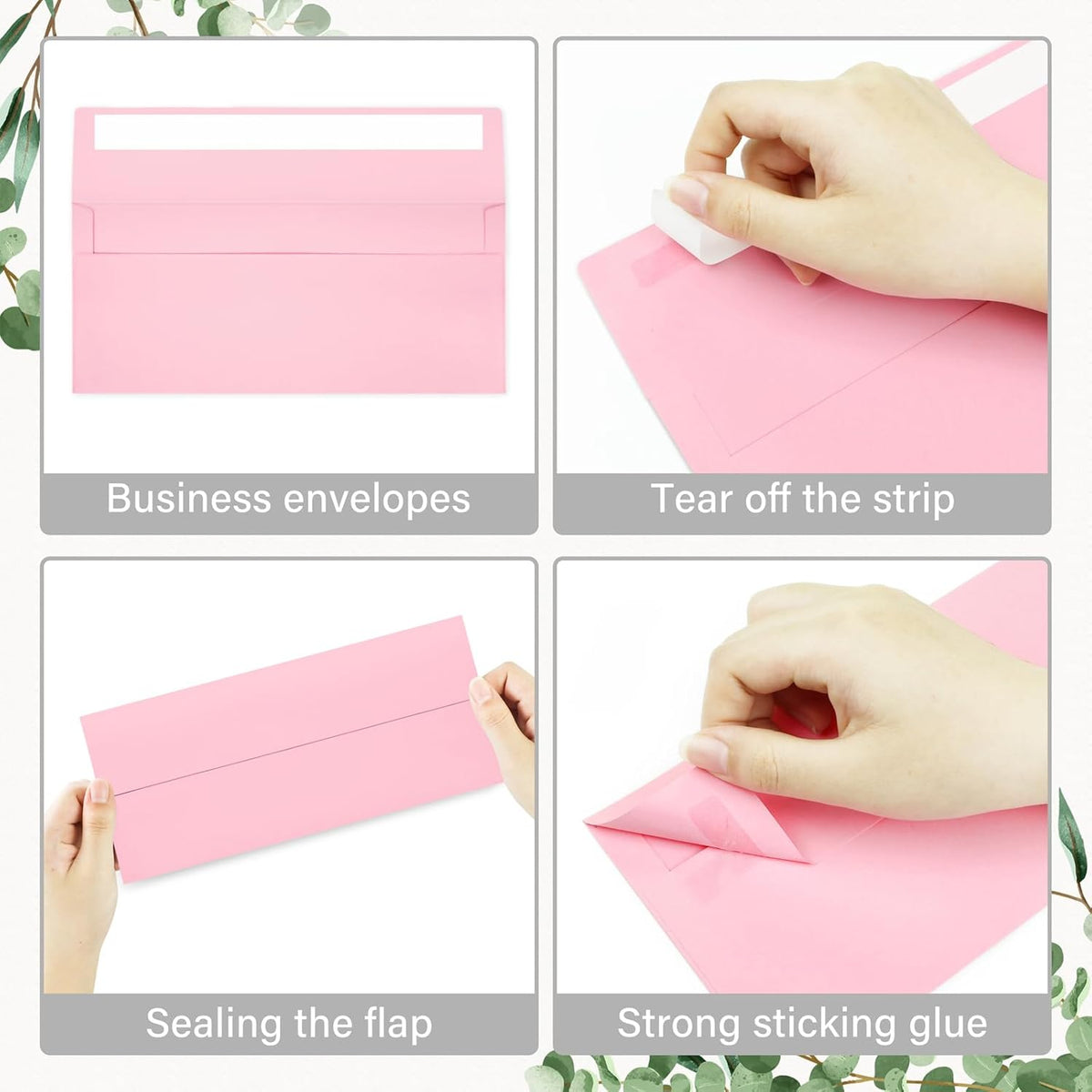 50 Pack #10 Colored Envelopes Letter Size, Colorful Business Envelopes Self Seal for Business, Invoices, Letter Mailing, Office Checks, 4 1/8 x 9 1/2 Inches