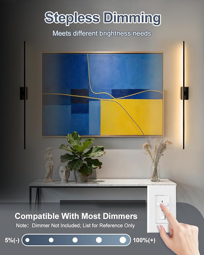 Aosclex 48 Inch Bathroom Lights Over Mirror, 180° Rotatable Angle, 32W 2880LM 5CCT Adjustable (2700K–6000K), Dimmable LED Light Fixture, IP44 Waterproof Black Modern Vanity Light, ETL Certificated