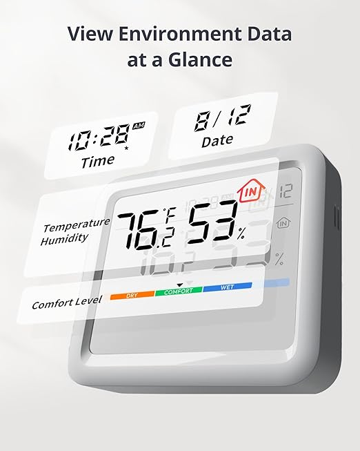 SwitchBot Meter Pro, Digital Hygrometer & Thermometer - Wireless Indoor Temperature & Humidity Monitor with Bluetooth App Control, Real-Time Alerts (1, Meter Pro)