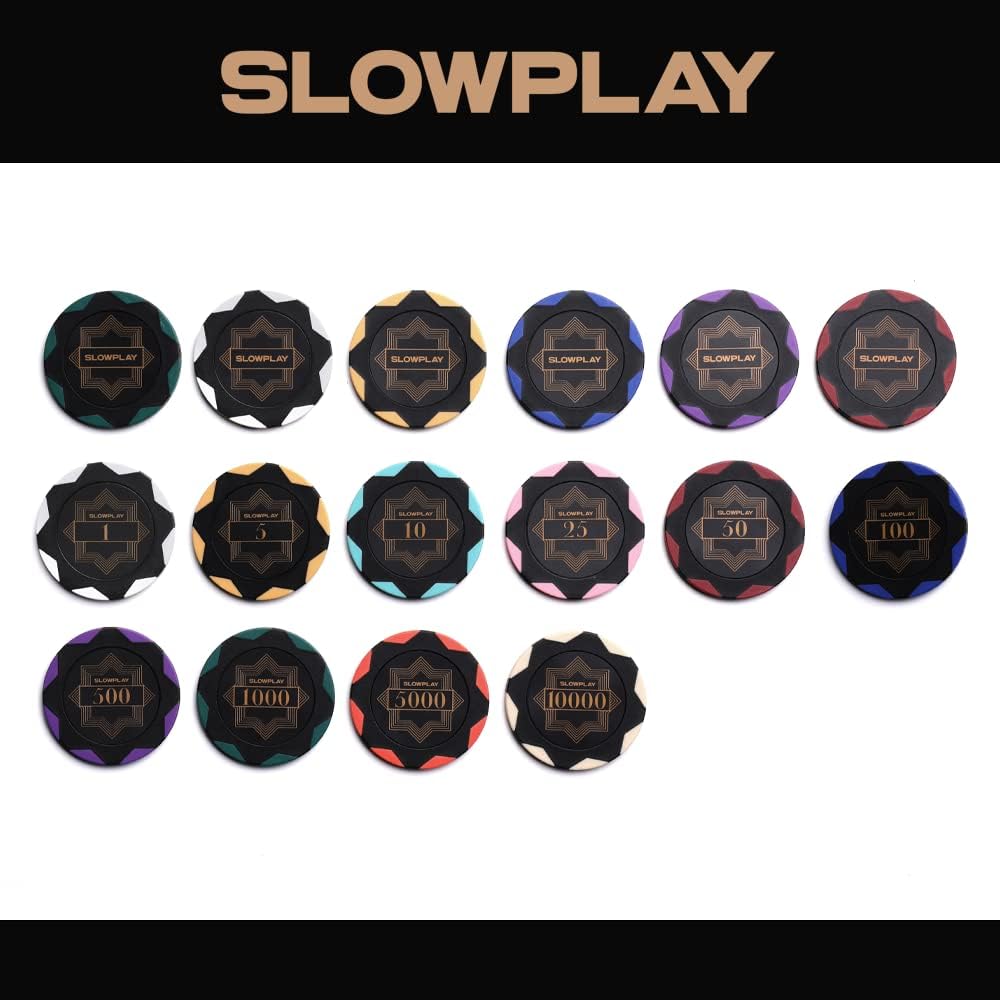 SLOWPLAY Nash Clay Poker Chips, 14 Grams Heavyweight Clay Composite, 40mm Large Chips in Bulk, Pack of 50 in Green Without Denomination