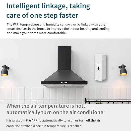 Wi-Fi Smart Thermometer Hygrometer, Digital Mini Indoor Temperature and Humidity Sensor, Room Temperature Humidity Sensor App Remote Control for Greenhouse Cellar,Compatible Alexa/Google Home