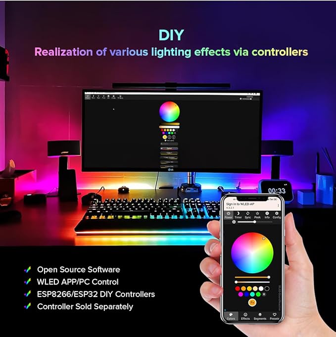 BTF-LIGHTING WS2812B RGB ECO LED Strip, Chasing Effects 5050SMD Individually Addressable 16.4FT 60Pixels/m 300Pixels Flexible Dream Color IP67 for Bedroom DIY Projects DC5V(No Adapter or Controller)