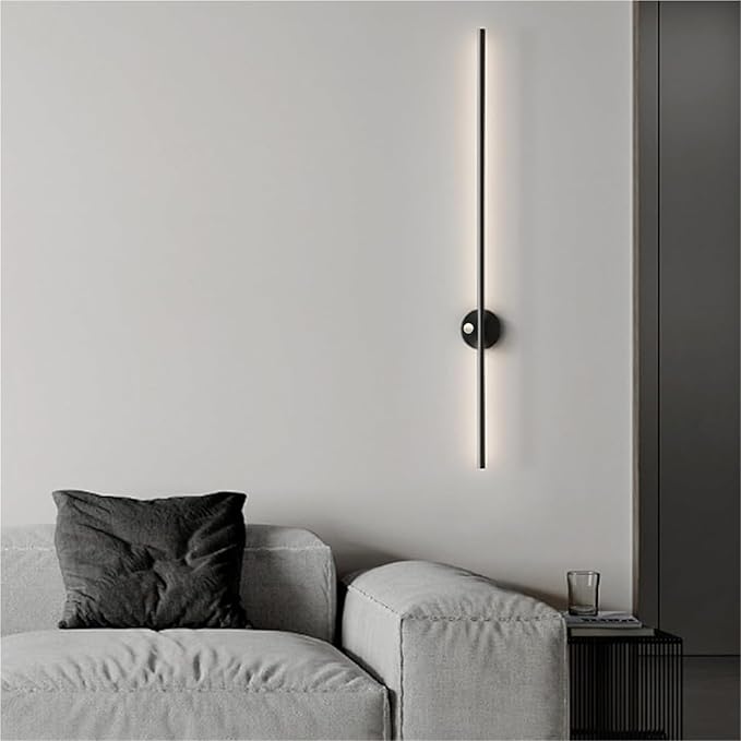 LED Long Strip Wall Lights with Motion Sensor Wall Lamp 3000K/4000K/6000K Wall Modern Simple Aluminum Mounted Indoor Bedside Decoration Light Living Room(Gold Warm Light,60cm)