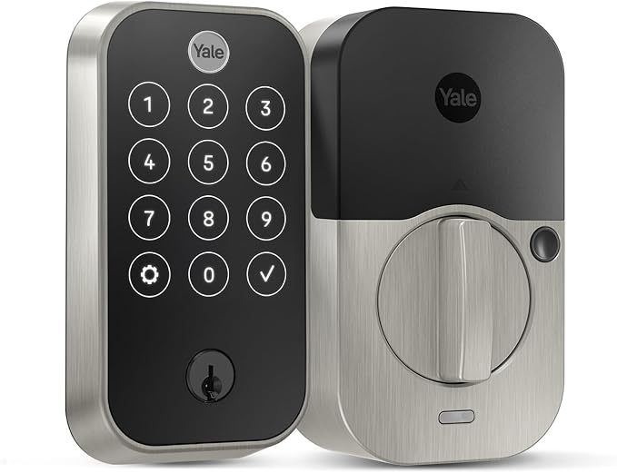 Yale Assure Lock 2 Touch Deadbolt, Satin Nickel Keyed Smart Entry Door Lock with Bluetooth Connected Touchscreen Keypad and Fingerprint Scanner for Code Entry (No Wi-Fi), YRD420-F-BLE-619