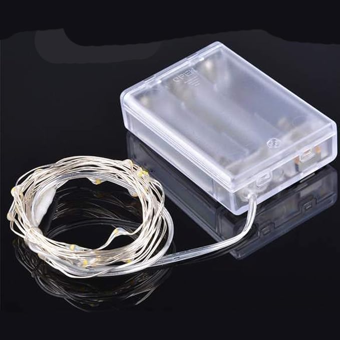 ANJAYLIA LED Fairy String Lights, 16.5Ft/5M 50leds Bright Light Party Home Festival Decorations Battery Operated Lights(White)