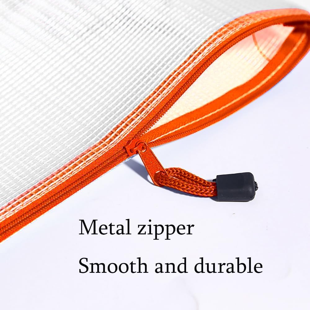 Mesh Zipper Pouch Bag,A3 Zipper Bag for Organizing Storage, Waterproof Zipper Pouch, 17" x 12"/44cm x 32cm, File Bag for School and Office Supplies (Orange)