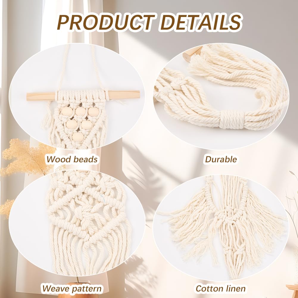 CREATCABIN Ukulele Wall Mount Hanger White Macrame Guitar Wall Hanger 7.87" x 37.4"" Cotton Boho Hanging Stand Holders Hangers Alternative Kit with Wood Head for Acoustic Electric Guitars Walls Decor"