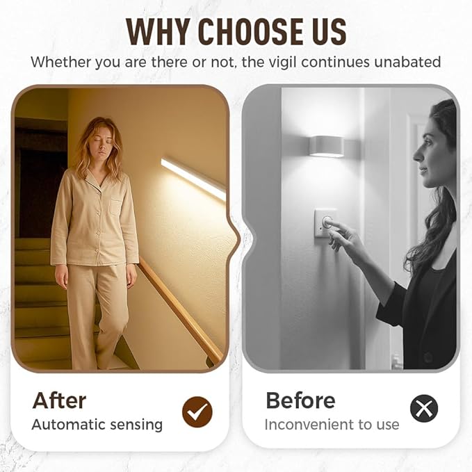 Punch-Free Smart Sensor Magnetic Rechargeable LED Lights, 2026 Upgraded Lntelligent Motion Sensor Light Strip, 3 Colors-Dimmable, Under Cabinet Lighting Wireless (4, White Light, 20cm/7.8in)