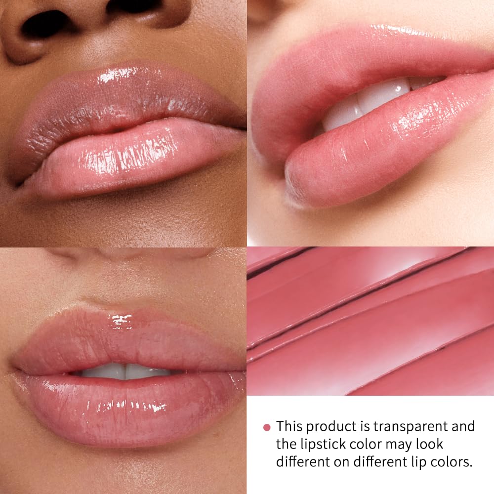 Tinted Lip Balm Lipstick, Hydrating Natural Glossy, Long-lasting Moisturizing & Nourishing Lip Care with Natural Ingredients Transparent Color (Pink, 0.07oz)