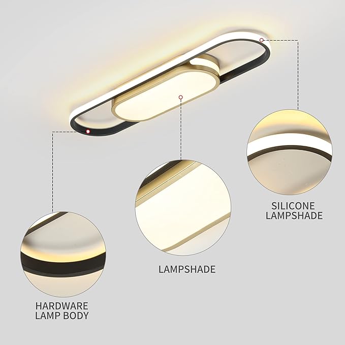 Tioolo Modern LED Flush Mount Ceiling Lights Dimmable LED Ceiling Lamp with Remote Control 2.3ft Acrylic Linear Ceiling Lighting Fixtures for Living Room Kitchen Dining Room Bedroom (40W/3000-6500K)
