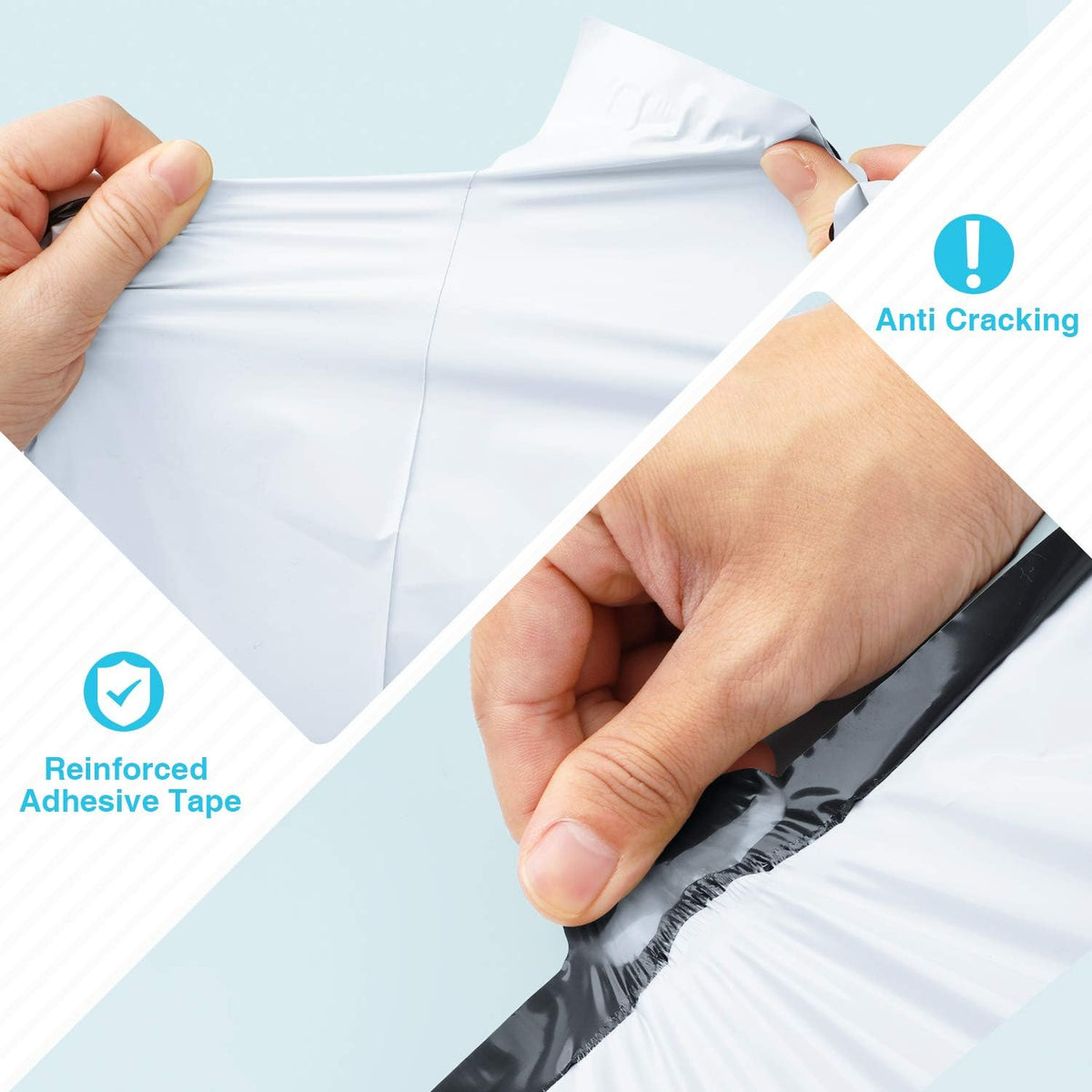 Fuxury Poly Mailers 9x12 Inch 100 Pcs Tear-Resistant Shipping Bags For Clothing, Self-Seal Shipping Envelopes, Waterproof Packaging Bags for Small Business, Durable Mailers Poly Bags White