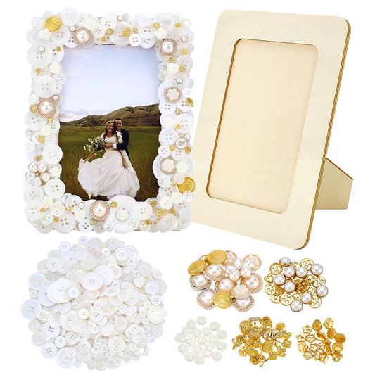 PH PandaHall DIY Wooden Photo Frame Kit, 2 pcs Natural Unfinished Wooden Picture Frames Colorful Mosaic Photo Frame Craft Art Frames for Art Projects DIY Crafts Home Decoration