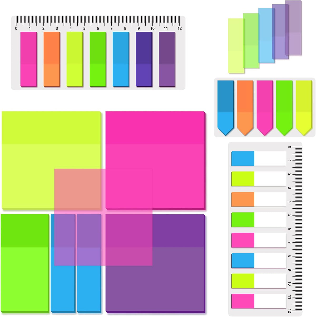 BAYTORY 700 Sheets Transparent Sticky Notes, Clear Bright Waterproof 3 x 3 inch See Through Memo Pad, Self-Adhesive Translucent Writable Index Tabs for Annotating Book, Office & School Study Supplies
