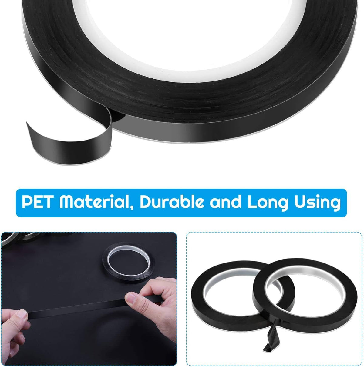Audab 6 Rolls 1/4 Pinstripe Tape Vinyl Chart /White Board Tape Lines Dry Erase Whiteboard Thin Tape Pinstriping Graphic Grid Marking Tape