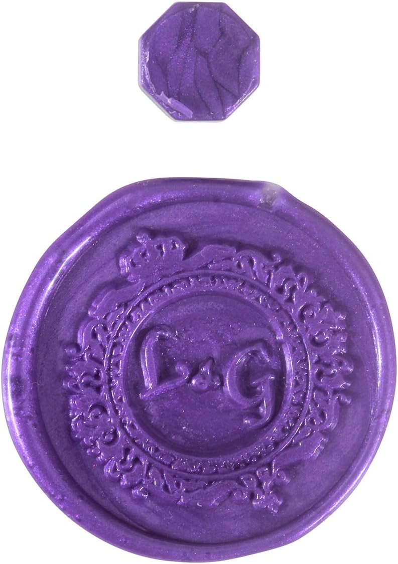 Purple Sealing Wax Beads, Yoption 300 Pieces Octagon Wax Seal Beads Kit with 2 Melting Spoon and 4 Candles for Seal Stamp (Purple)