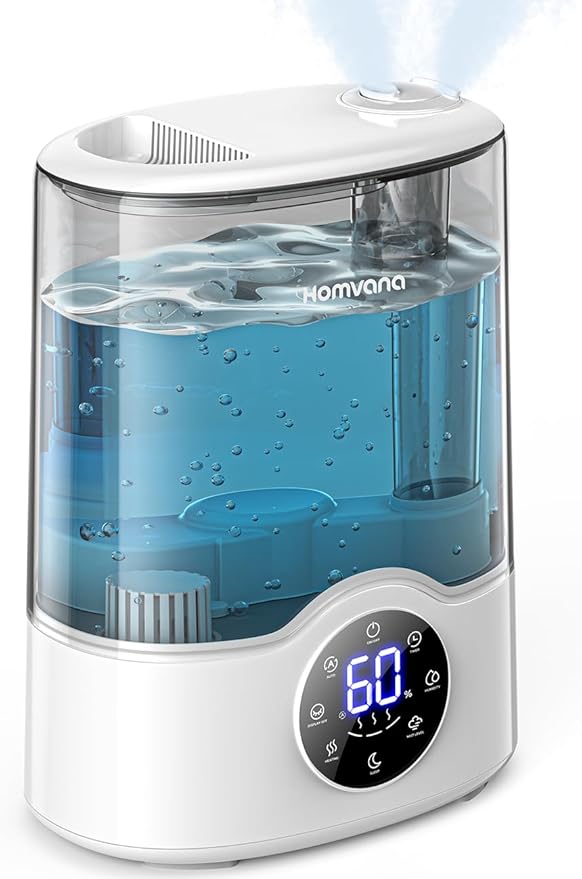 Homvana Humidifier Large Room, 7L (807ft²) Smart Warm and Cool Mist, Top-Fill Humidifiers for Bedroom Baby Nursery Grow Tent, Auto Adapt Mist Quick Air Humidity Indoor, Easy to Clean, Quiet, Diffusers