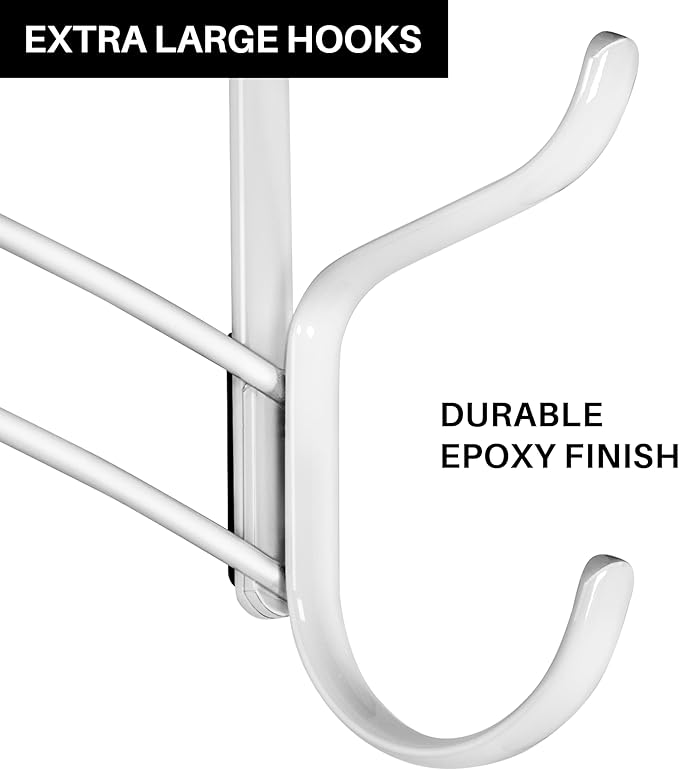 LYNK Professional® Home™ Over The Door Hooks - 10 Hook Over The Door Hanger - Over Door Coat Rack - Hanging Towels or Clothes - Bathroom, Bedroom or Laundry Room - Lifetime Ltd. Warranty – White