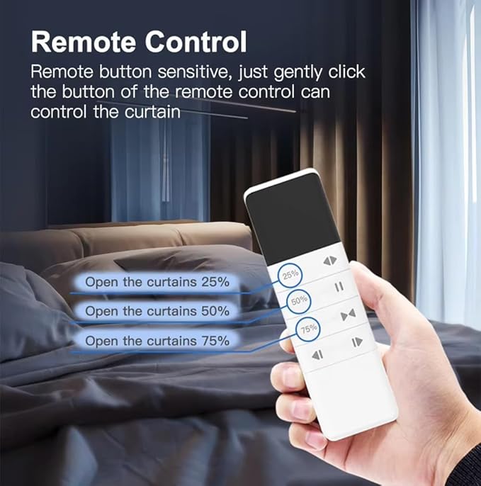 Matter Smart Curtain Track System, Hidden Motorized Curtain Rail, 1.8N.m 60kg Load, QR Pairing WiFi, Compatible with HomeKit Alexa Google Home SmartThings, Remote (4 meters (157.4 inches))