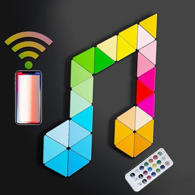 Koozam Smart Wall LED Light Panels | Create Customized Art Wall Decor & Watch As The Sound Activated Tiles Change Color with Music | WiFi Lighting Lamp Kit Compatible with Alexa Google Home