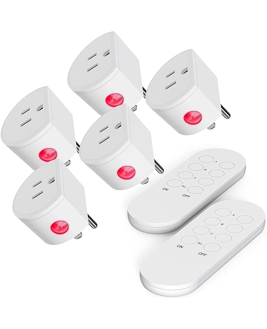 SURNICE Mini Remote Control Outlet, 10A Wireless Light Switch Plug for Household Appliances, Up to 130 FT Long Range, FCC and ETL Listed
