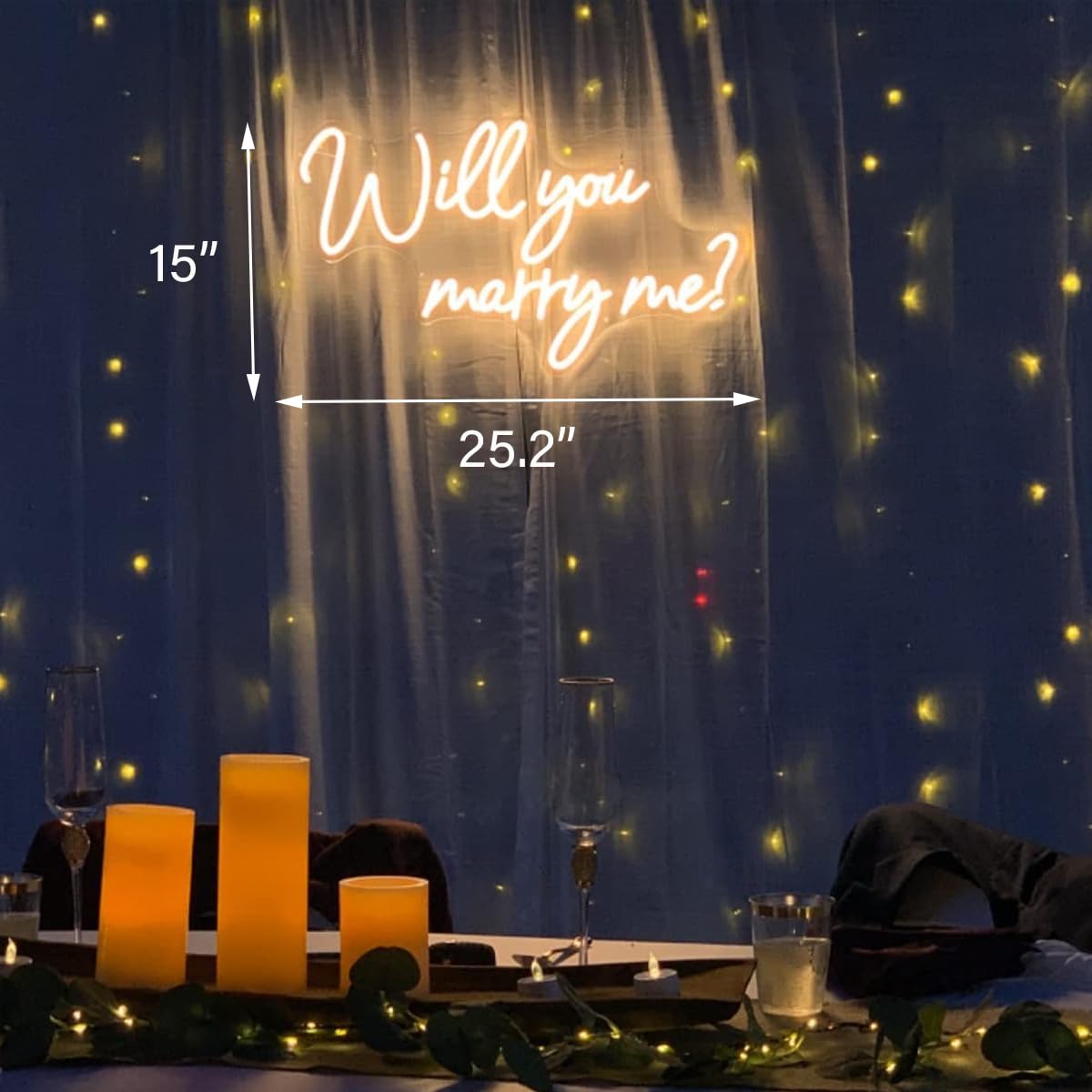 Will You Marry Me Neon Sign 25.2"×15"" Warm White with Lights for Proposal Wedding Decorations Marry Me Sign for Engagement Romantic Neon Sign Wall Art for Wife (25 x 15)"