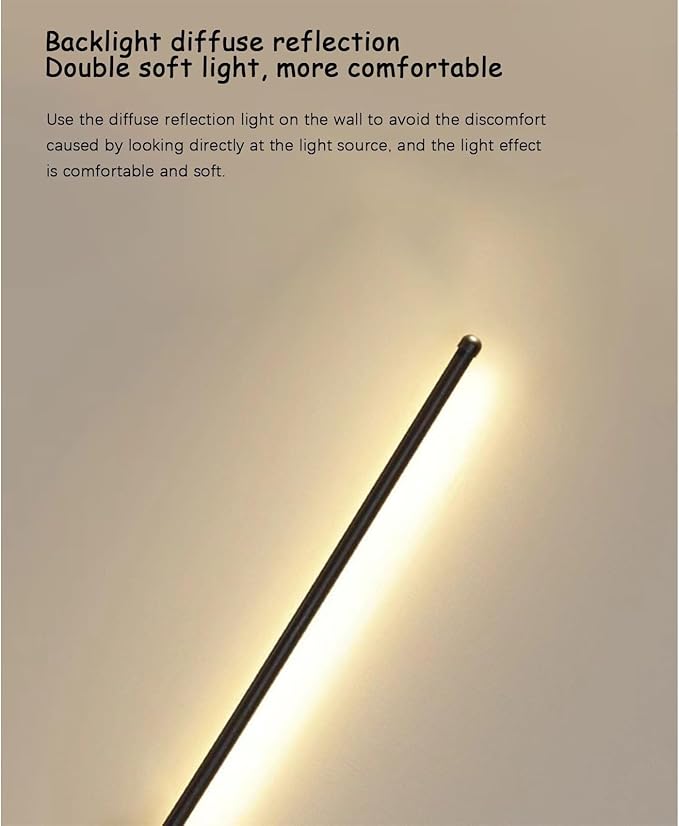 LED Long Strip Wall Lights with Motion Sensor Lamp 3000K/4000K/6000K Lighting Modern Simple Aluminum Mounted Indoor Bedside Decoration Light Living Room(Black Warm Light,120cm)