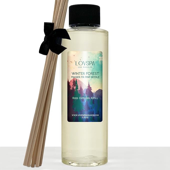 LOVSPA Winter Forest Pine Diffuser Oil - Holiday Essential Oils for Diffuser Refill & Air Freshener Room Spray - Natural Home Fragrance, Scented Oil for Diffusers, USA Made, 4oz