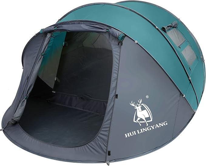 6 Person Easy Pop Up Tent,12.5’ x 8.5‘ x53.5,Automatic Setup,Waterproof, Double Layer,Instant Family Tents for Camping,Hiking & Traveling