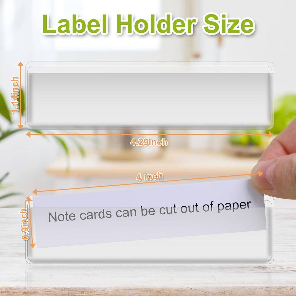 Label Holders Adhesive Shelf Tags - Fushing 50Pcs Clear Plastic Labels for Storage Bins with Name Label Badge Inserts, Removable Adhesive Pockets for Shelf Mailbox Binders Drawers Cabinets Organizer