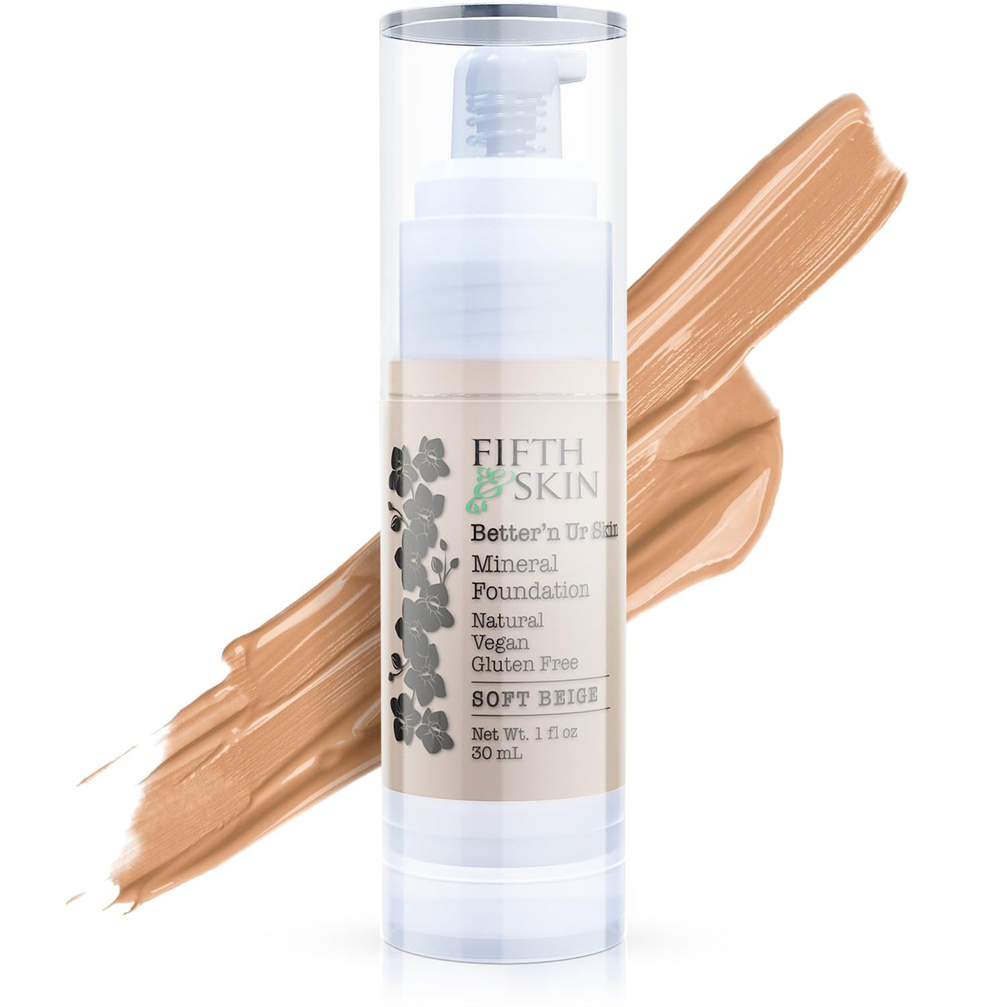 Fifth & Skin: Betterân Ur Skin Liquid Foundation (SOFT BEIGE) - Natural, Organic, Vegan, Cruelty-Free - Gluten-Free Beauty with Buildable Coverage and Palm-Free Luxury - 1 oz