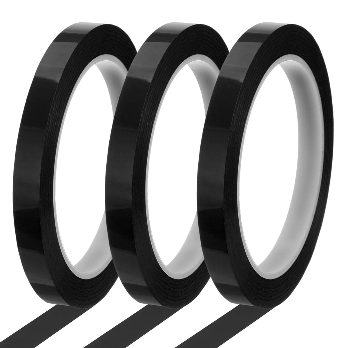 MECCANIXITY Whiteboard Tape 3/8" x 72 Yard Pinstripe Graphic Chart Line Grid Marking Tapes for Classroom Office Dry Erase Board Art, Black, Pack of 3