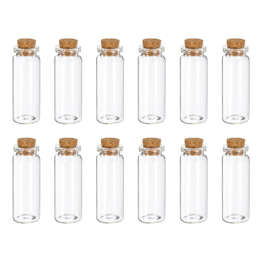 uxcell 12Pcs Glass Vials Small Bottles, 12ml DIY Decoration Glass Jars with Cork Stopper for Crafts Art Craft Sample Bottle Storing Beads Wedding Favors Decorations