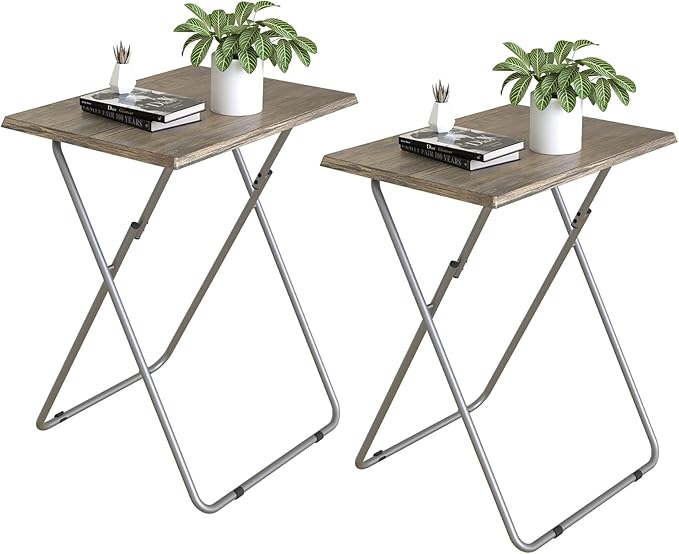 Garden 4 you TV Tray Table TV Dinner Tray with Sturdy MDF Set of 2,Eating Trays for Living Room with No Assembly Required,Small Folding Side Table 15 x 18.9 x 26in (3D,2PCS)