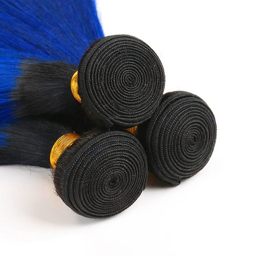 Ombre Blue Body Wave Bundles Black To Blue Human Hair 3 Bundles Brazilian 100% Unprocessed Virgin Extensions Double Weft Bundle 20 22 24 Inch
