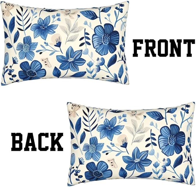 Outdoor Pillows Blue Pillow Covers 16x31 Inch Set of 2 Throw Pillow Covers, Scandinavian Throw Pillows, Lumbar Pillows Cushion Covers Decorative Pillow Covers for Couch Garden Patio Furniture J334